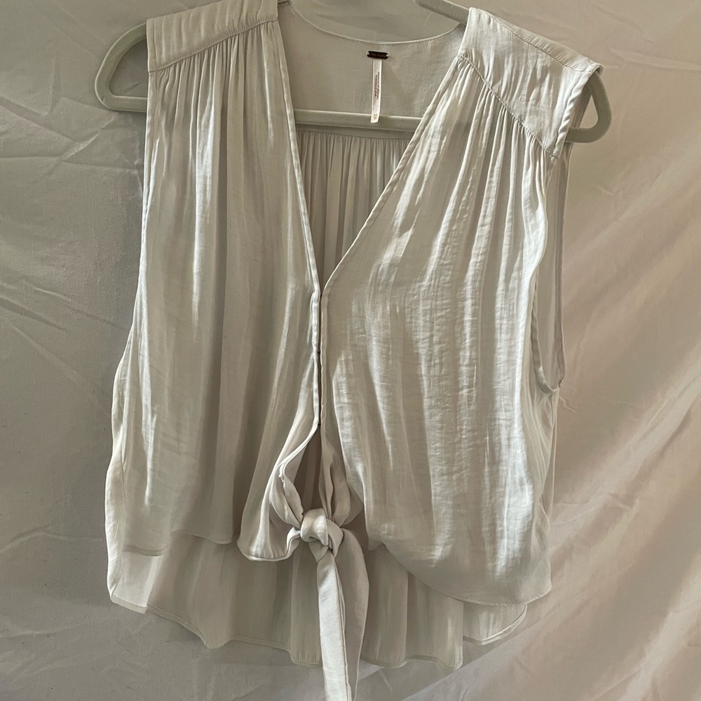 Free People Cream Sleeveless Blouse